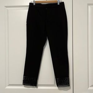 Black Trouser pants with crochet trim